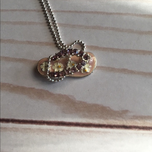 Silver With Pink Crystal Necklace - Picture 4 of 6